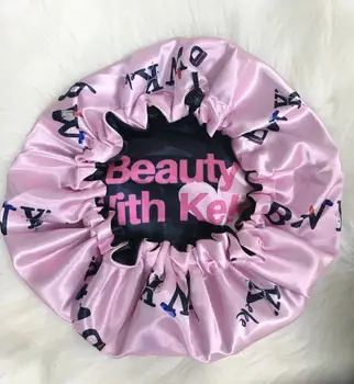 

Double side logo printing virgin hair silk satin bonnet with adjust drawstring reversable different color available bonnet cap