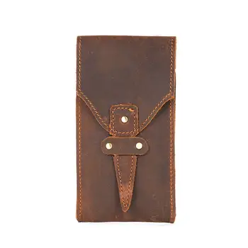 

Man's Genuine Leather Universal Hook Pouch Case Cover Travel Holster Fasten Bag for Mobile Phones