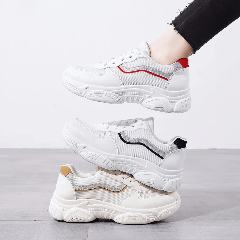 

Liren 2019 Summer Lady Comfortable Fashion Casual Lace-up Air Mesh Vulcanize Shoes Sport Casual Breathable Shoes Lady Shoes