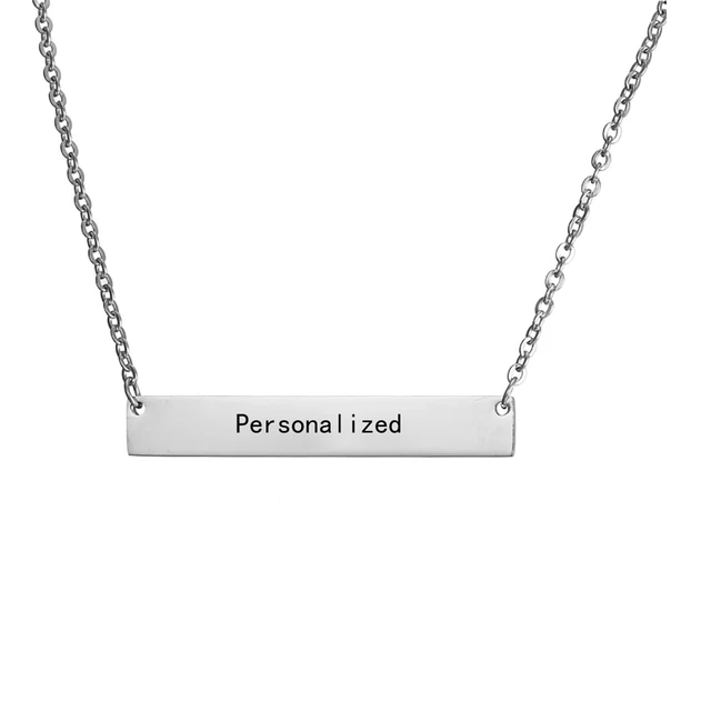 Personalized Blank Bar Pendant Necklace 