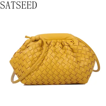 

Autumn Woven Cloud Bag Female 2020 New Dumpling Soft Skin Dumpling Bag Clip Buckle Hand Shoulder Messenger Bag