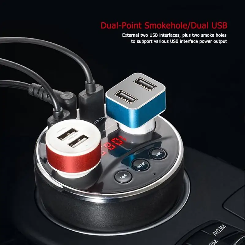 Bluetooth fm-передатчик двойной USB Автомобильное зарядное устройство прикуриватель дизайн нижней безопасности молоток с молотком Безопасности автомобильный аксессуар