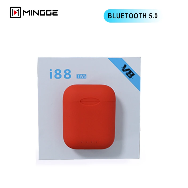 I88 TWS Twins беспроводные наушники Мини Bluetooth V5.0 стерео гарнитура наушники для всех смартфонов - Цвет: Красный