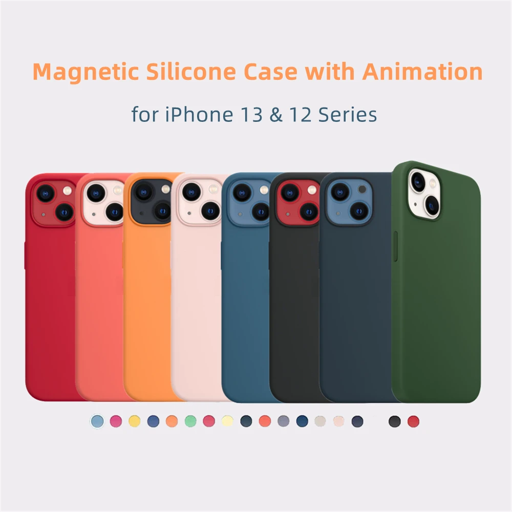 Оригинальный силиконовый чехол для iPhone 13 12 магнитный с анимацией Pro Max