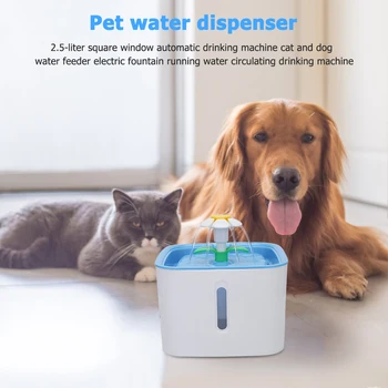 

Pet Drinking Fountain Electric Auto Cat Dog Mute Water 2.5L Dispenser w/ Filter for Household Animal Cats Accessories