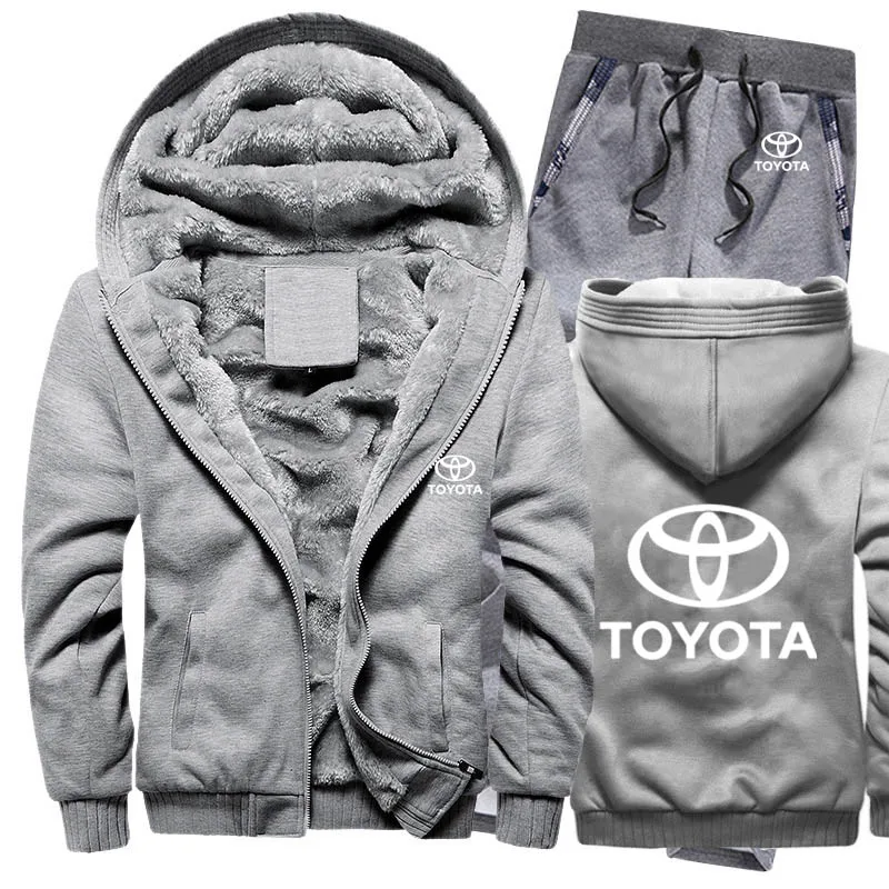 Толстовки для мужчин с логотипом автомобиля Тойота, мужские толстовки с капюшоном, костюм зимний толстый теплый флис, хлопковый спортивный костюм на молнии, мужская куртка+ штаны, 2 шт. s - Цвет: 821