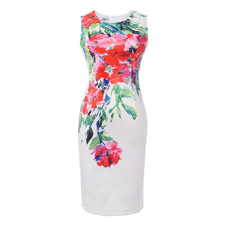 BacklakeGirls Multi Patterns Round Neck Sleeveless Printing Flower Cocktail Dress Short For Women Night Cocktail Party Vestidos