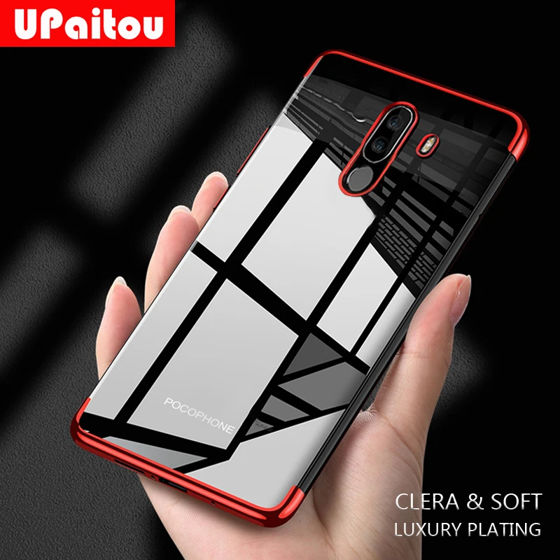 Роскошный чехол UPaitou с покрытием для Xiaomi Pocophone 1 F1 мягкий силиконовый прозрачный