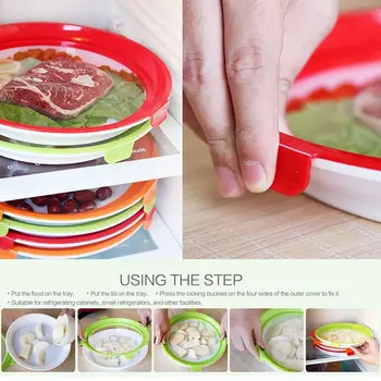 

Round Fresh-keeping Tray Creative Food Fresh Spacer Food Storage Organizer Food Dropshipping Conservation Refrigerator M2X0