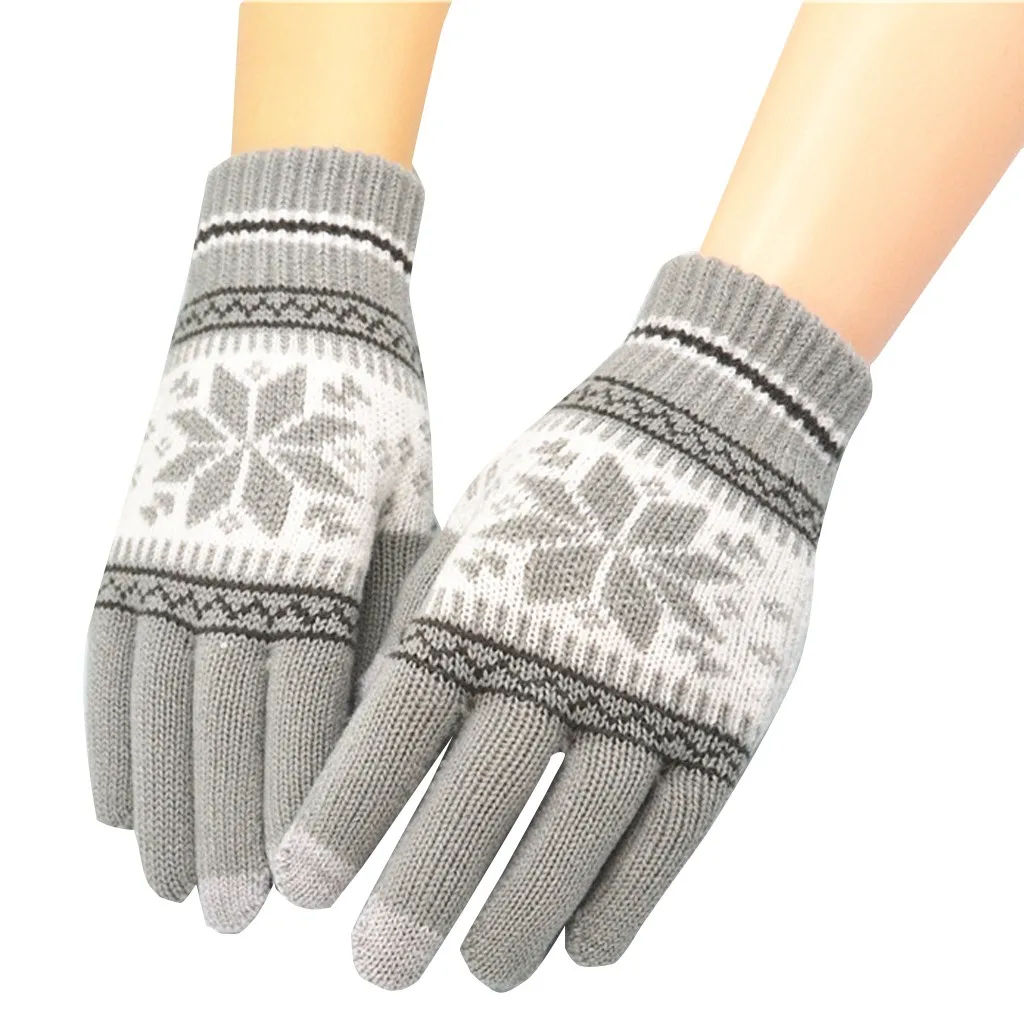 Новые Зимние перчатки для женщин и мужчин, для девочек, вязаные, шерстяные, для женщин, девушек, снежинки, зимние, сохраняющие тепло, варежки, перчатки, экран, Luvas#11