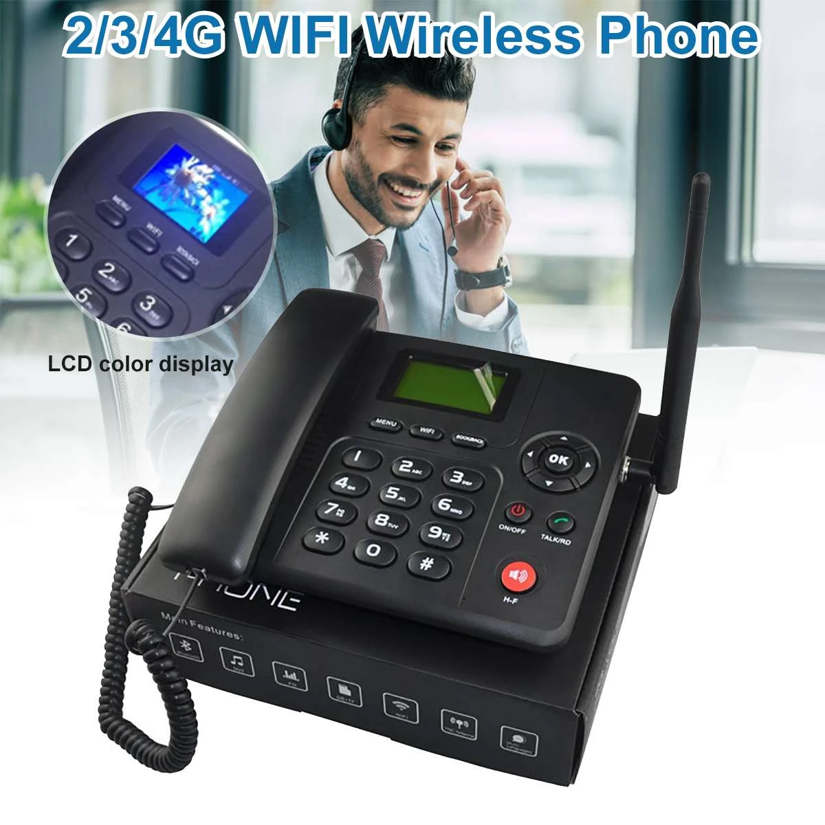 Cordless Phone GSM SIM Card 4G WIFI Wireless Fixed Phone Desktop