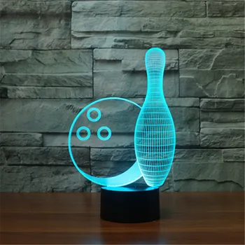 

[Seven Neon]Bowls Bowling Acrylic 7Colors Desk Lamp 3D Lamp Spot Child Gift Novelty Led Night Light Millennium Falcon Light