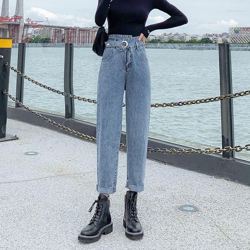 

Vintage High Waist Straight Harlan Jeans for Women Double button Streetwear Loose Female Denim Jeans Ladies cec dad carrot pants