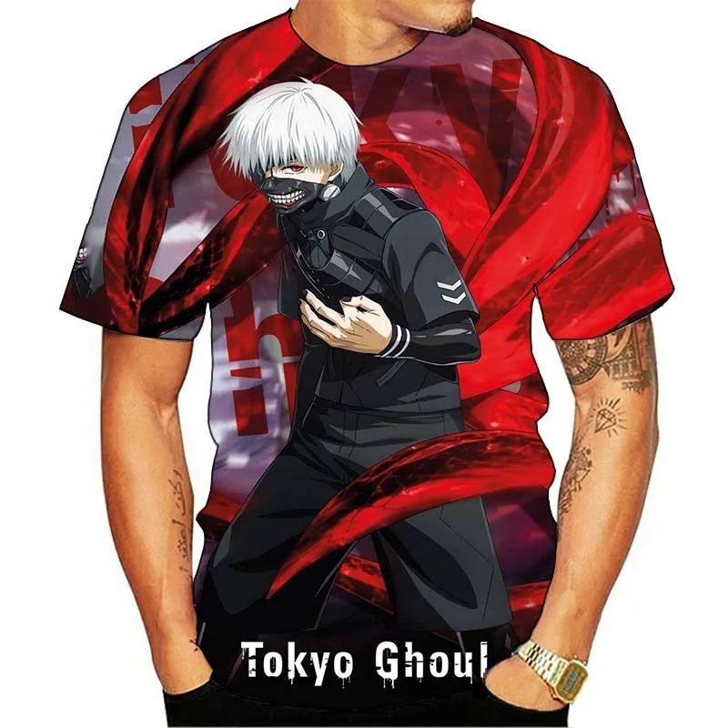 

fashion T shirts Tokyo Ghoul T shirt Men Blood Tshirts Casual Ken Kaneki Shirt Print Japan Anime Clothes Cosplay Tshirt Printed