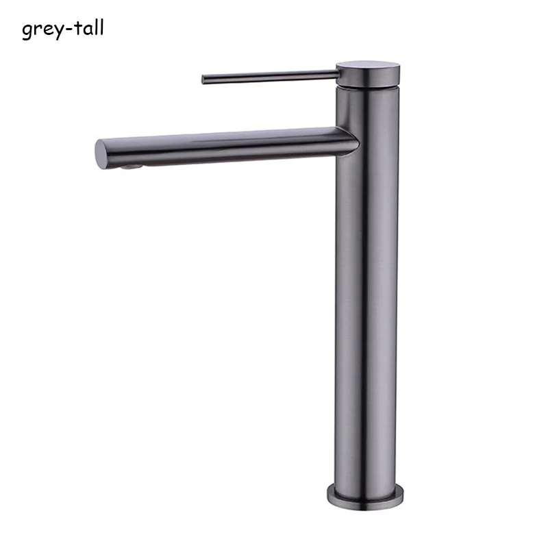 grey-tall Ванная комната латунный Смеситель для раковины розовое золото/серый/черный смеситель для воды на бортике холодной и горячей кран 2 Высота для под& Топ счетчик - Цвет: grey-tall