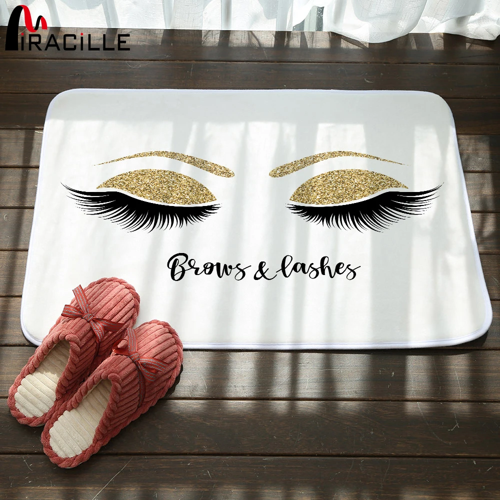 Miracille Popular Eyelashes Printing Style Door Mat Living Room
Anti-Slip Carpet Soft Water Absorption Rug