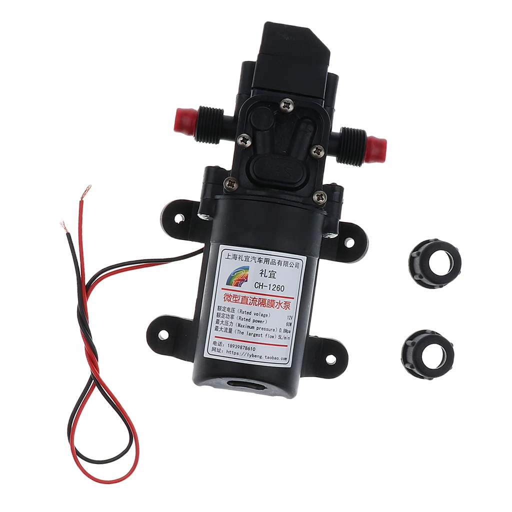Diaphragm Pump, 12V 5L/Min High Pressure Self Priming Water Pump, 100psi for RV Camper/ Marine/ Boat/ Lawn