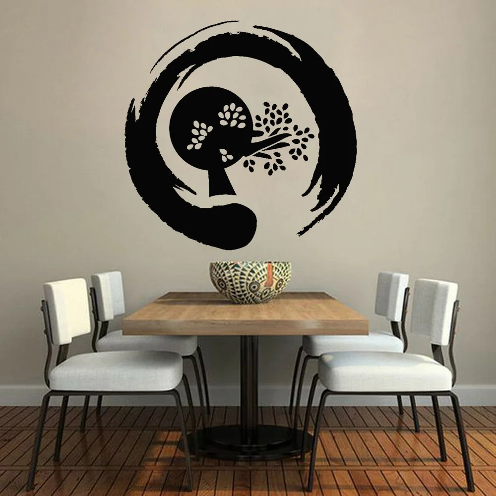 Tree Wall Stickers For Kitchen Enso Circle Zen Yoga Studio Mediation