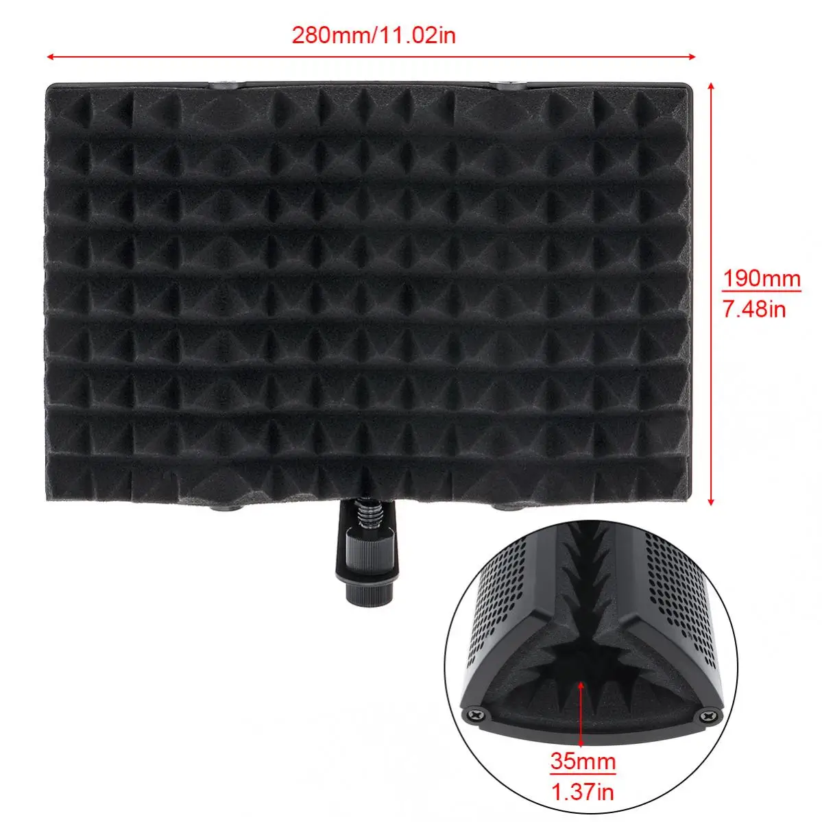 Protetor Plástico do Isolamento do Microfone 3-painel Curvado Superfície Tela de Vento e Rosqueado Alta Densidade de Absorção de Espuma - Image 4