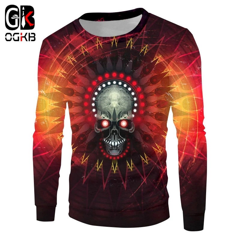 OGKB Man Skull Horror CSweatshirt Men's 3D Harajuku Oversized Pants Printed Cartoon Fitness Trousers