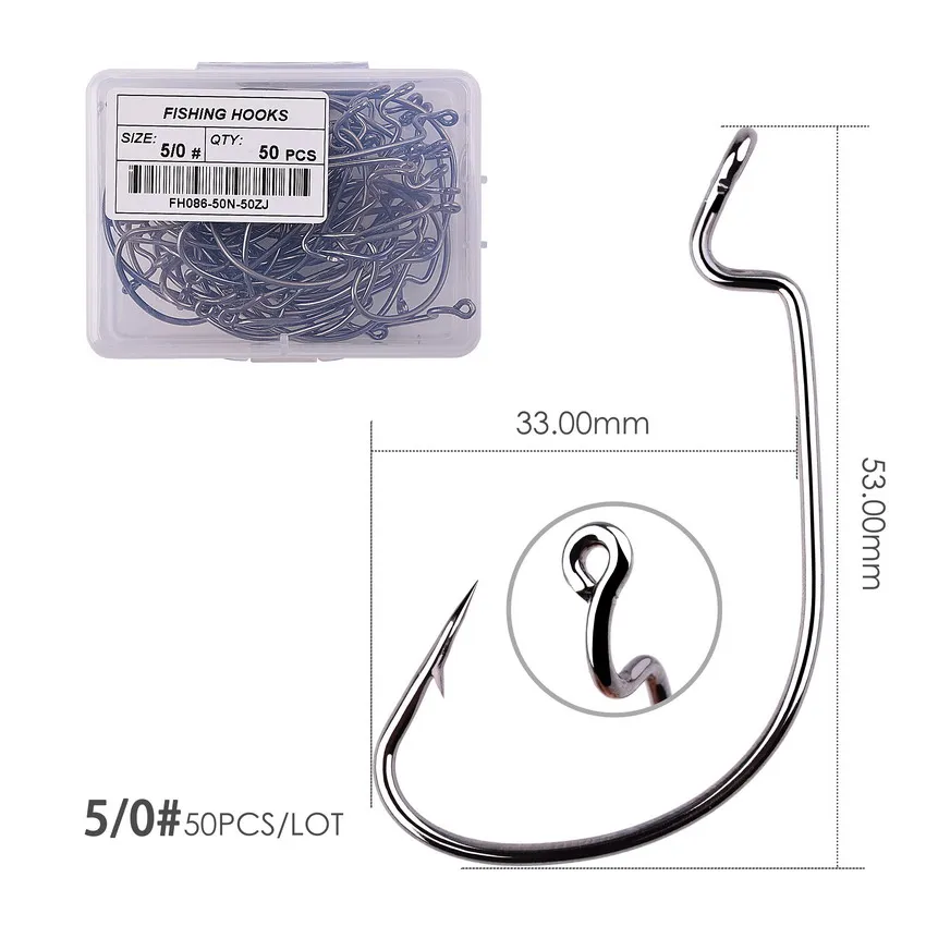 Size 5 0 - 50pcs 50 шт. рыболовный крючок высокого качества 6#4#2/0 5/0 кривошипный крючок для мягкой червя приманка, рыболовные снасти аксессуары с коробкой - Цвет: Size 5 0 - 50pcs