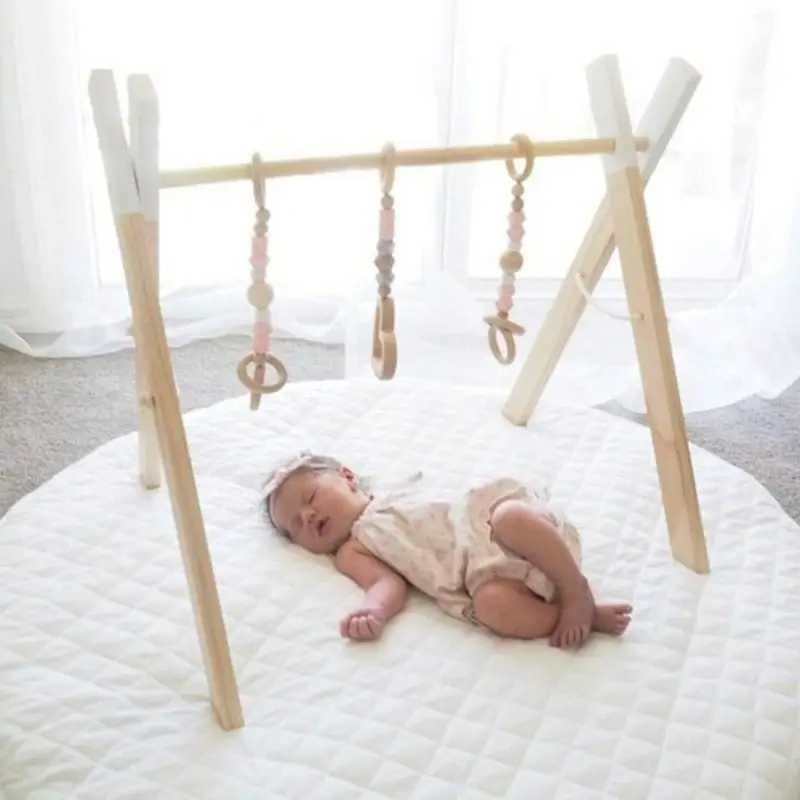 Nórdico de Madeira da Aptidão do Bebê Quadro do Jogo Estilo Rack Crianças Quarto Decoração Brinquedo Dobrável Recém Nascido Pendurado Haste Presentes Showr 5 Academia de bebê
