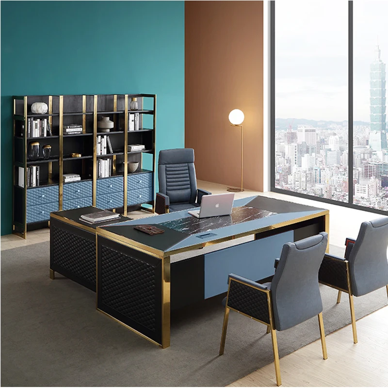 160 180cm Black Gray Blue Red Modern Design Leather Wooden Furniture Small Steel  Office Study Room Office Manager Table Desk - Office Desks - AliExpress