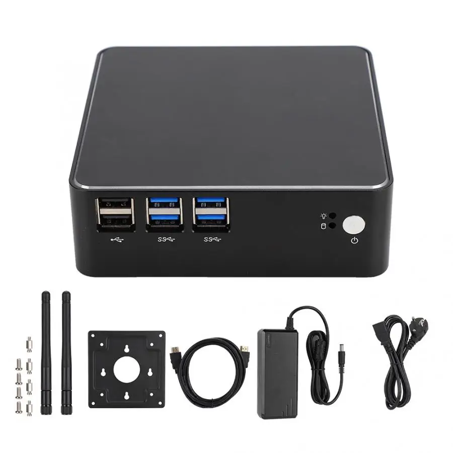 Black Для Intel Core i5 7260U Мини ПК промышленный компьютер 4G ram+ 128GB SSD 100-240V - Цвет: Black