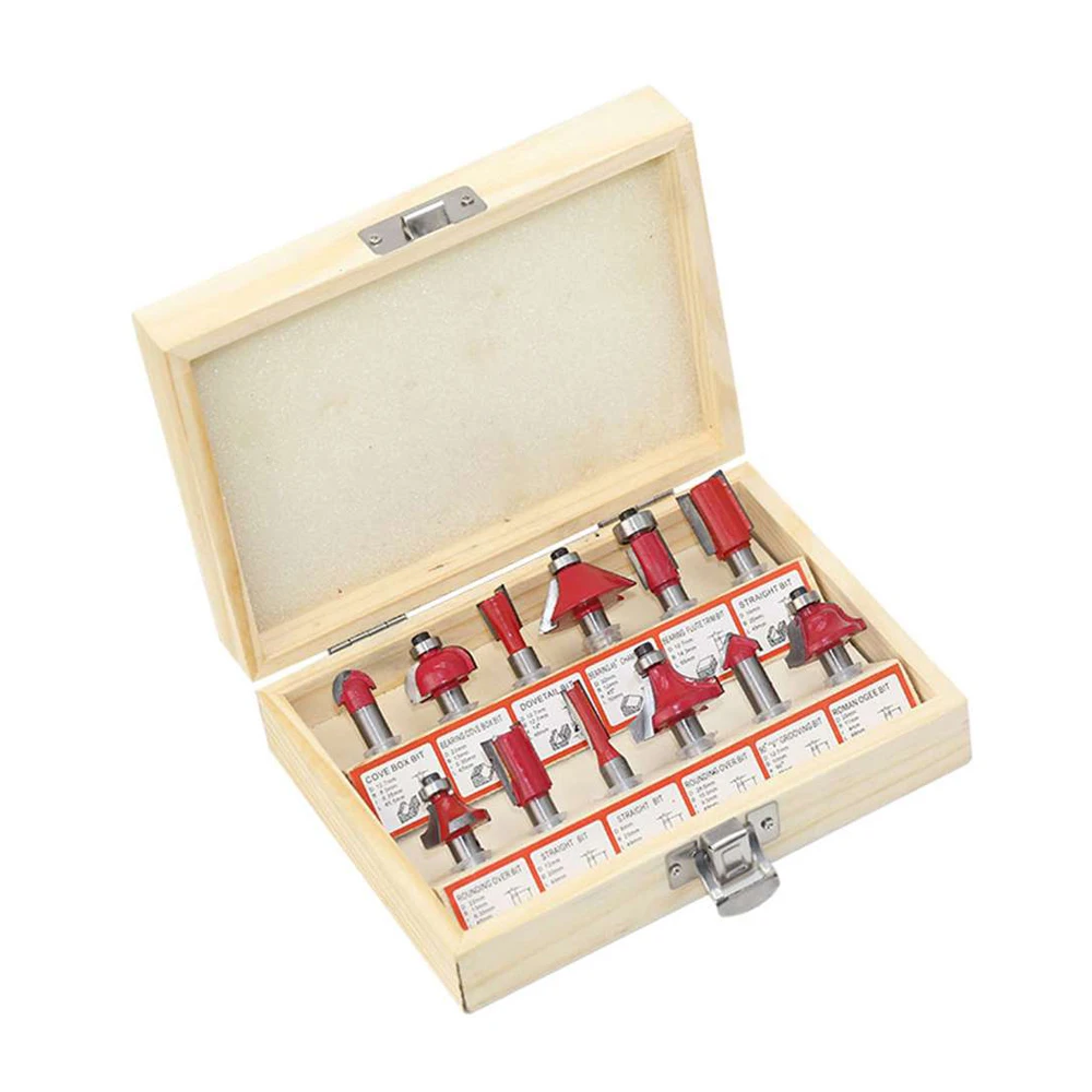 

12pcs/1 Set 8mm Shank Milling Cutter Router Bit Set Woodworking Alloy Mill Wood Cutting Tools