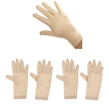 Пара эластичных девочек перчатки с кристаллами для ледяной фигуры выступление в катании на коньках