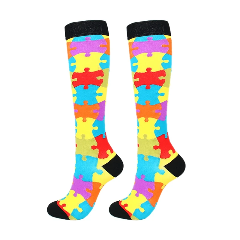 Компрессионные носки для мужчин и женщин, спортивные гольфы для бега, поддерживающие, унисекс, для улицы, для гонок, длинные гольфы, велосипедные носки - Цвет: YA
