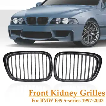 

Pair Gloss Black Carbon Fiber ABS Car Front Kidney Grilles Grill Hood For BMW E39 5 Series 525 528 530 535 540 M5 1997-2003