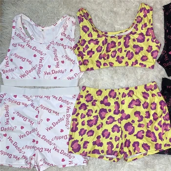 

2020 Two Piece Set Crop Tank Top Mini Shorts Summer Women Sexy 2 Piece Home Wear Lady Clothes