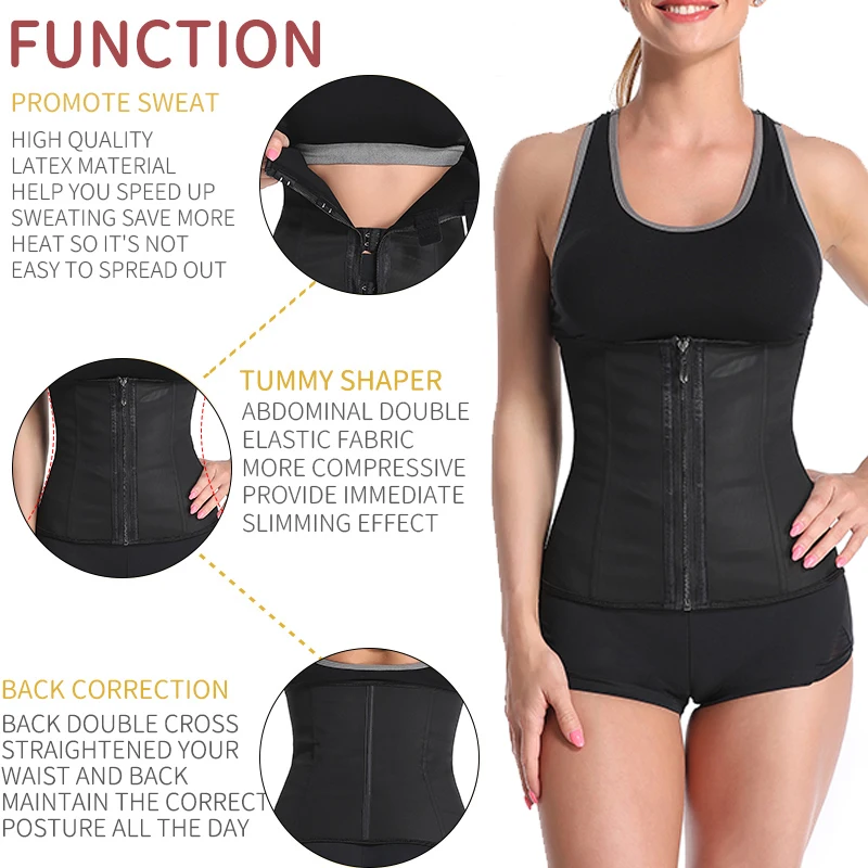 backless shapewear Corset Body Shaper Latex Waist Trainer Zipper Underbust Slim Tummy Waist Cincher Slimming Briefs Shaper Belt Shapewear Women US best tummy control shapewear uk