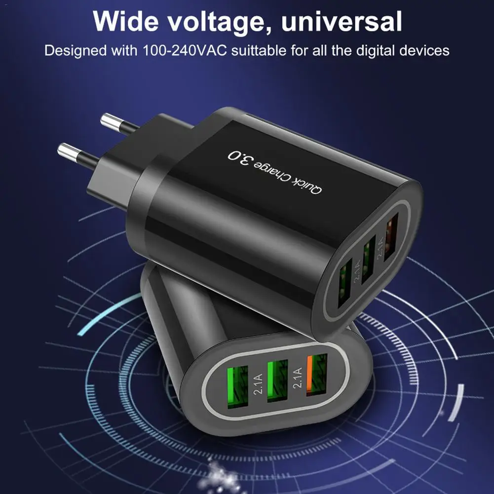 18 Вт QC3.0 зарядное устройство 3 USB быстрая зарядка мобильного телефона Беспроводное зарядное устройство 18 Вт настенное зарядное устройство для путешествий