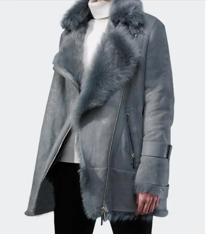 Осенне-зимнее пальто женская одежда корейское пальто с натуральным мехом Куртка из кроличьего меха винтажная замшевая куртка Abrigo Mujer ZT4334