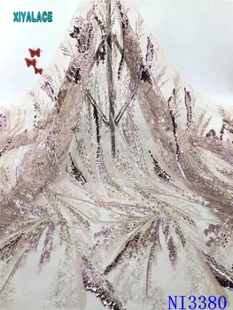 

Hot Sale sequins Lace Fabric 2020 High Quality African Lace Fabric with Sequins French Lace Fabric for Evening Dress NI3380