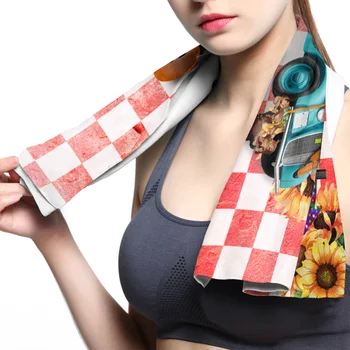 

Retro Girl Farm Sunflower Pickup Face Towel Cooling ice Utility Instant Cozy Ice Cold for Running