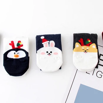 

New 2019 Autumn Winter New Year Santa Claus Christmas Tree Snow Elk Gift Happy Jacquard Cartoon Socks