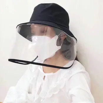 

Transparent Isolation Spittle Bucket Hat Women Anti Droplet Anti-Dust Protective Caps Men Face Cover Summer Sun-Proof Hat New