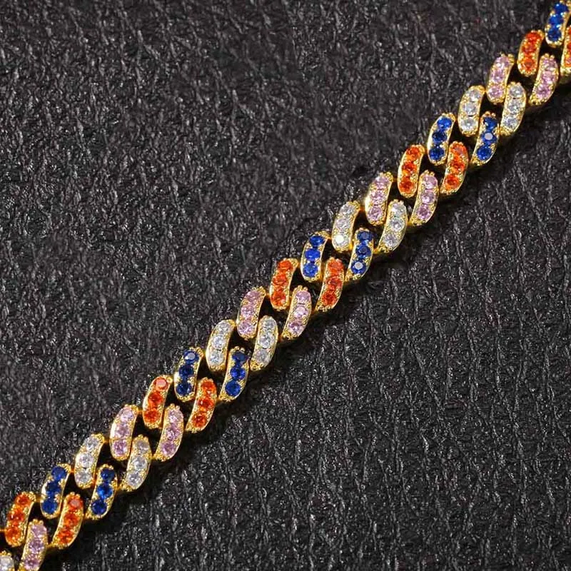 Хип хоп розовый AAA кубическая циркониевая подвеска Bling Iced Out кубинские Короткие Ожерелья Роскошные CZ камень звено цепи мужские украшения-браслеты - Окраска металла: gold colour cz