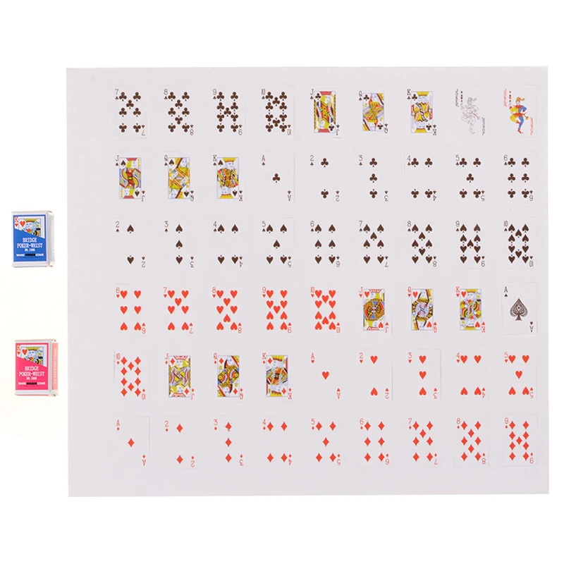 1 Set 1:12 Miniature Poker Dollhouse Cute Mini Poker Playing Cards Style Random Poker Cards Mini Style