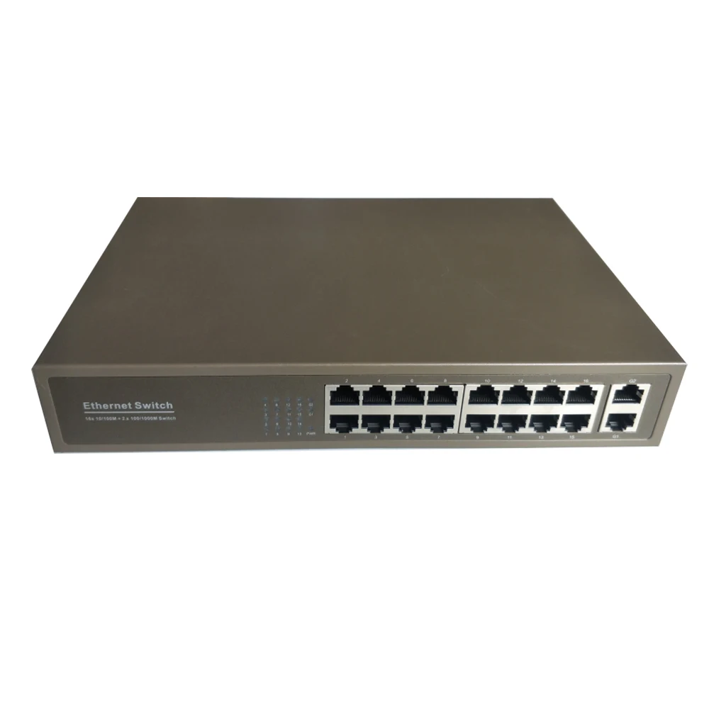 Network switch ONV H1218 16*10/100Mbps auto-sensing RJ45 ports+ 2*10/100/1000M RJ45 ports(Auto MDI/MDIX