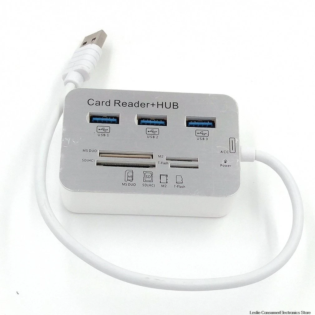 USB 3,0 док-станция USB 3,0 высокое Скорость 7 в 1 устройство для чтения карт памяти флеш адаптером MS/M2/переходник для sd-карт зарядное устройство с 3 usb-портами для разветвитель комбо из алюминиевого сплава