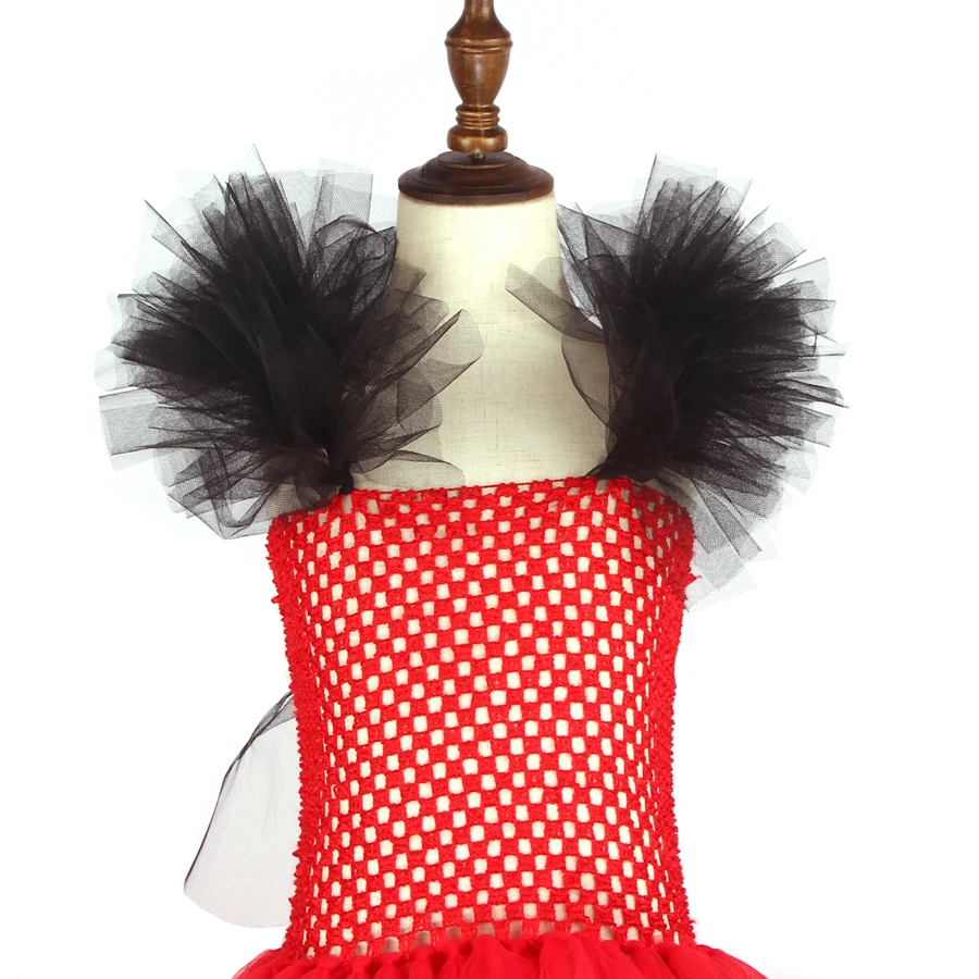 Red Devil Halloween Girls Gown Tutu Dress Costume Kids Crimson Demoness Dress with Horns and Wings Cosplay Party Witch Clothing (8)