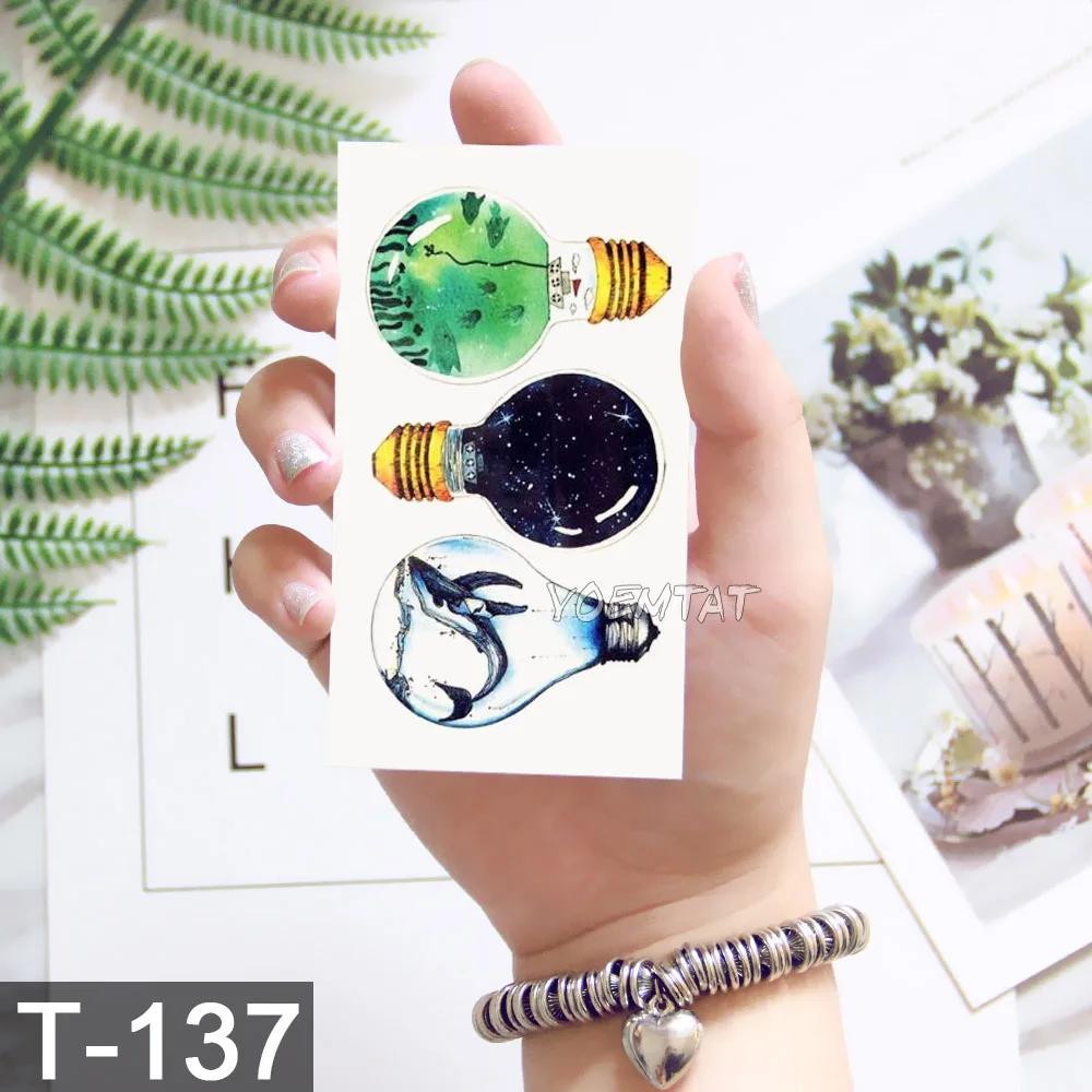 Waterproof Temporary Tattoo Sticker Watercolor Cartoon Design Children Lamp Water Transfer Tatto Marine Man Girl Fake Tatoo tattoo sticker temporary tattoos