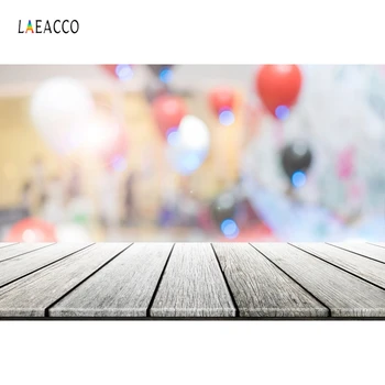

Laeacco Wooden Board Balloons Bokeh Focus Scene Baby Kids Photography Backgrounds Photographic Backdrops Cloth For Photo Studio