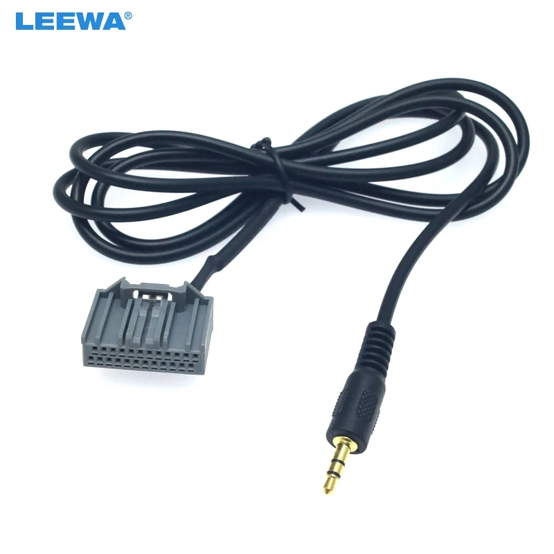 Leewa New Car 3.5mm Audio Auxin Adapter 24pin Connector Changer Cable