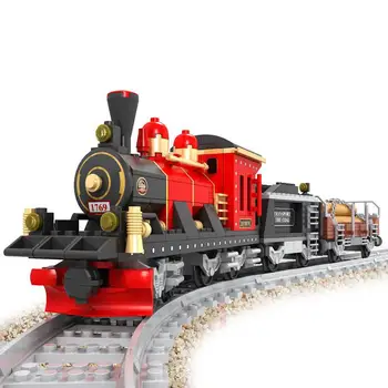 

AUSINI New 410pcs Steam Train Building Blocks Retro train Kids Educational Model Bricks Toy brinquedos diy toys 25705