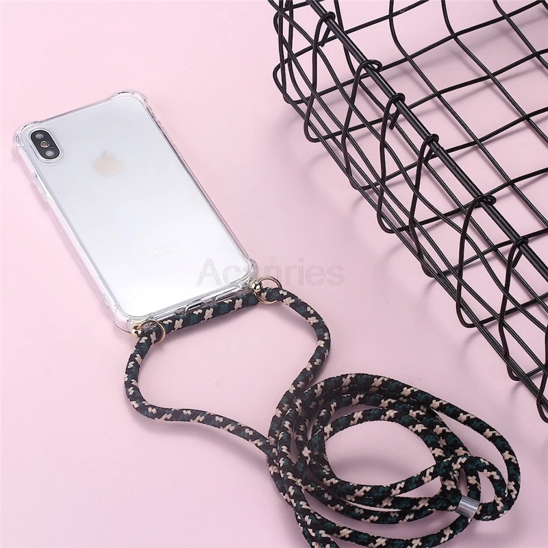 Necklace Crossbody Strap Lanyard Cord Phone Case For Xiaomi Mi 9 Lite Se Mi9 Mi8 6x 5x A3 A2 A1 Soft Tpu Clear Back Cover cool iphone se cases